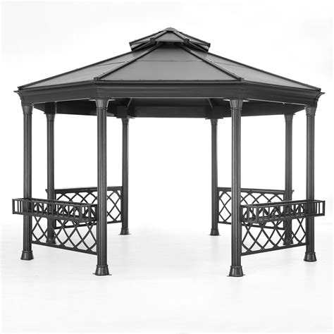 metal octagonal gazebo with fabric canopy|octagon gazebo with metal roof.